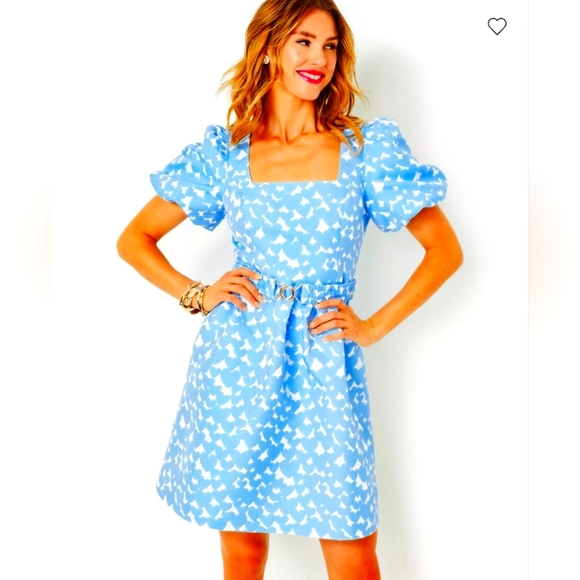 Lilly Pulitzer Dresses & Skirts - Lilly Pulitzer NWT Kasslyn Jacquard Short Sleeve Dress Bon Bon Blue All Heart 6